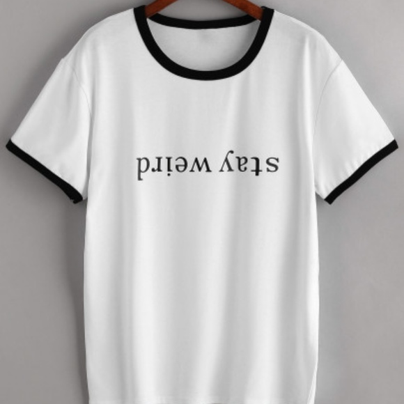 SassiCassi Tops - Stay Weird Women's Graphic T-shirt Black White